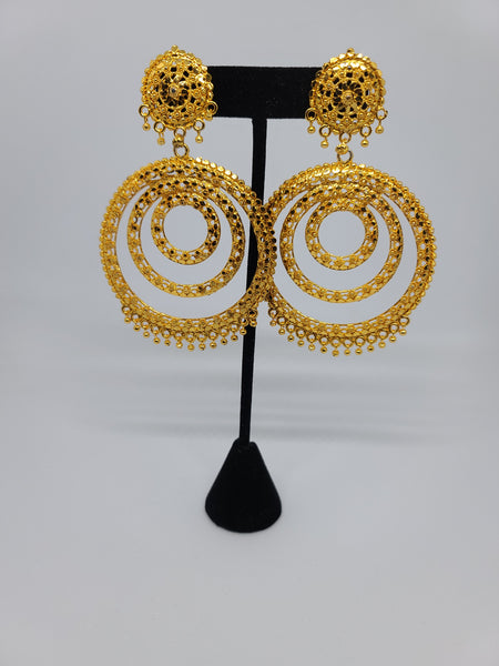 Chamba Circle Design Floral Motifs Gold Plated Brass Drop Earrings – VOYLLA